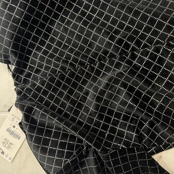 NEW ZARA BLACK SHIMMERY VELVET LONG DRESS SIZE SMALL MIDI LENGTH Style 0387/157 - Picture 5 of 6